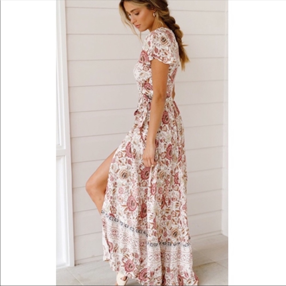 Floral open cut maxi long summer dress - Picture 4 of 8